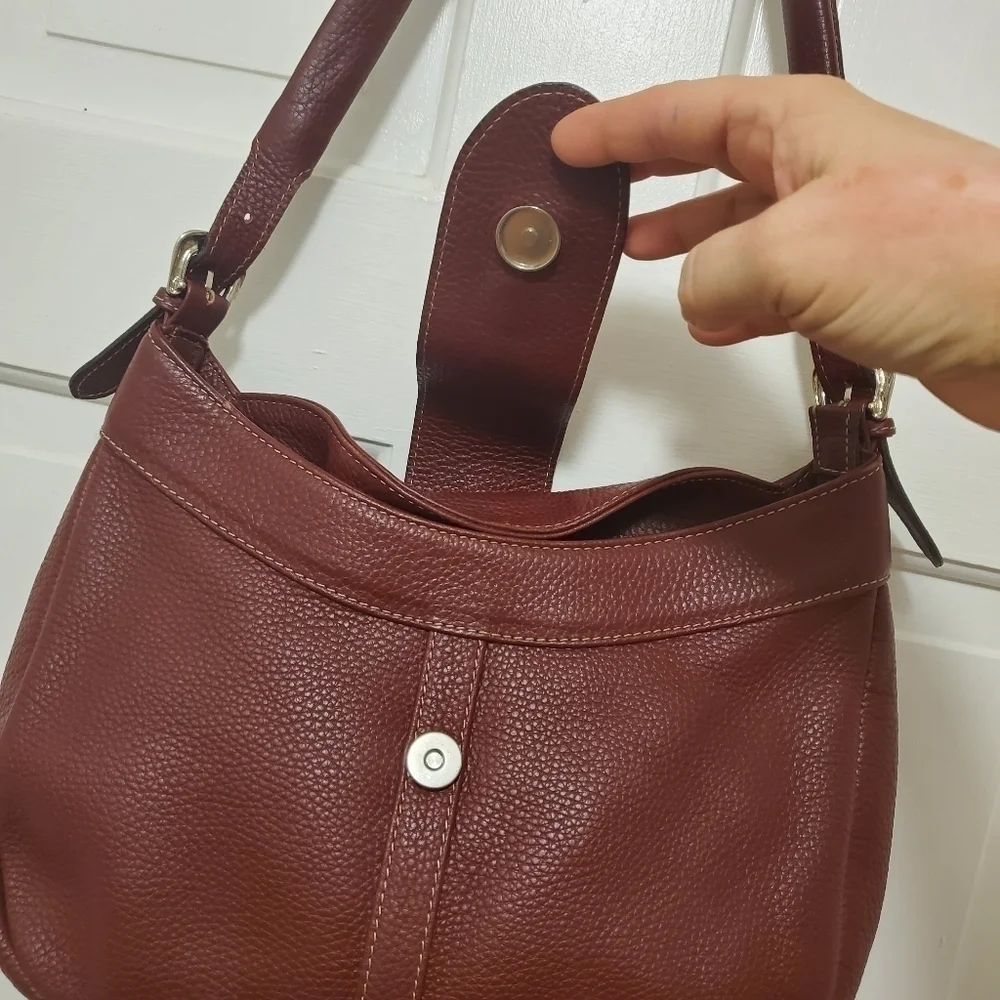 CATS Burgundy Pebble Grain Leather Hobo Bag, Classic